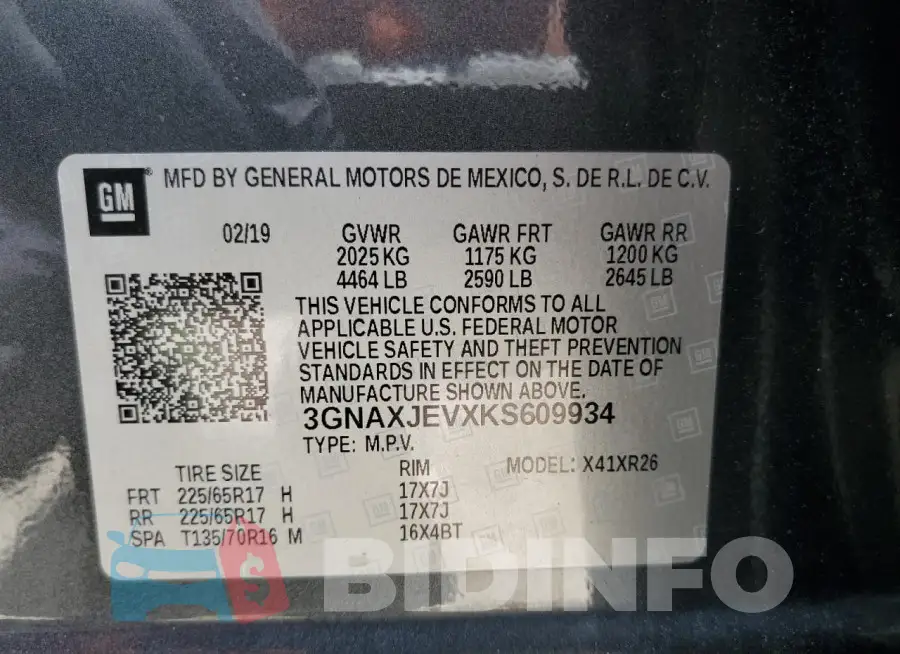 3GNAXJEVXKS609934 Photo# 13