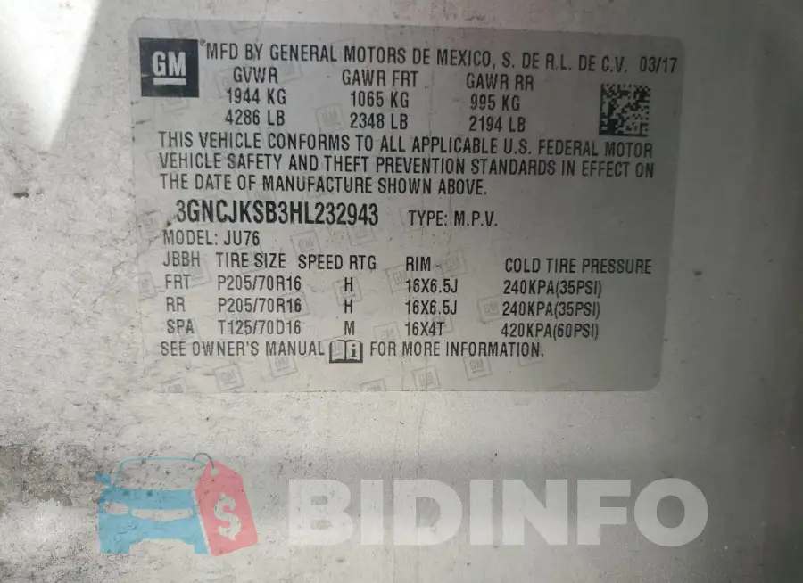 3GNCJKSB3HL232943 Photo# 12