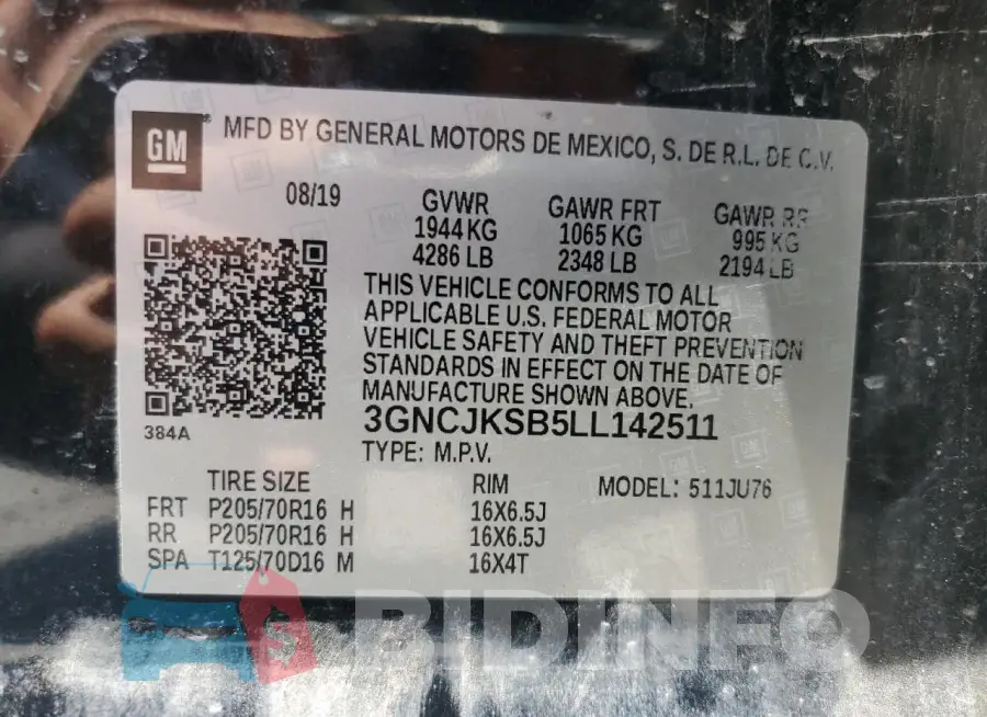 3GNCJKSB5LL142511 Photo# 12