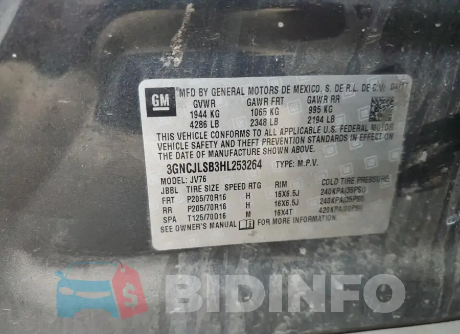 3GNCJLSB3HL253264 Photo# 13