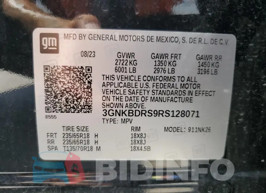 3GNKBDRS9RS128071 Photo# 14