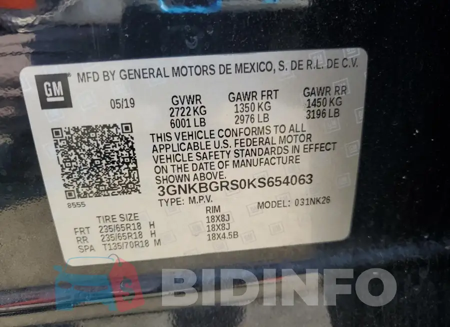 3GNKBGRS0KS654063 Photo# 14