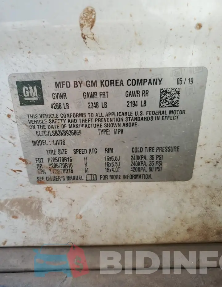 KL7CJLSB3KB936869 Photo# 13
