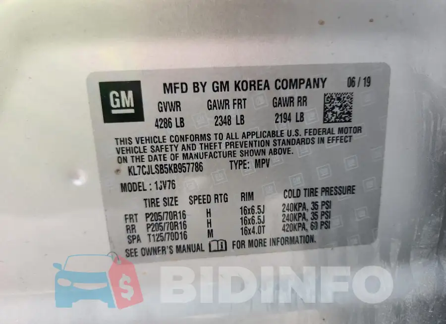 KL7CJLSB5KB957786 Photo# 14