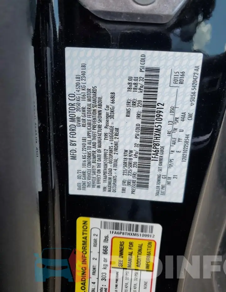 1FA6P8THXM5109912 Photo# 13