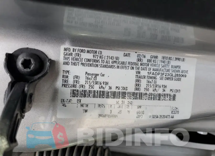 1FADP3F23GL285069 Photo# 12