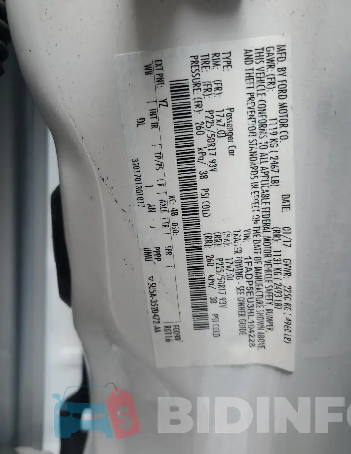 1FADP5EU3HL104228 Photo# 13