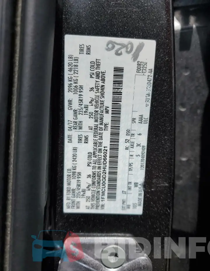 1FMCU0GD2HUD66021 Photo# 13