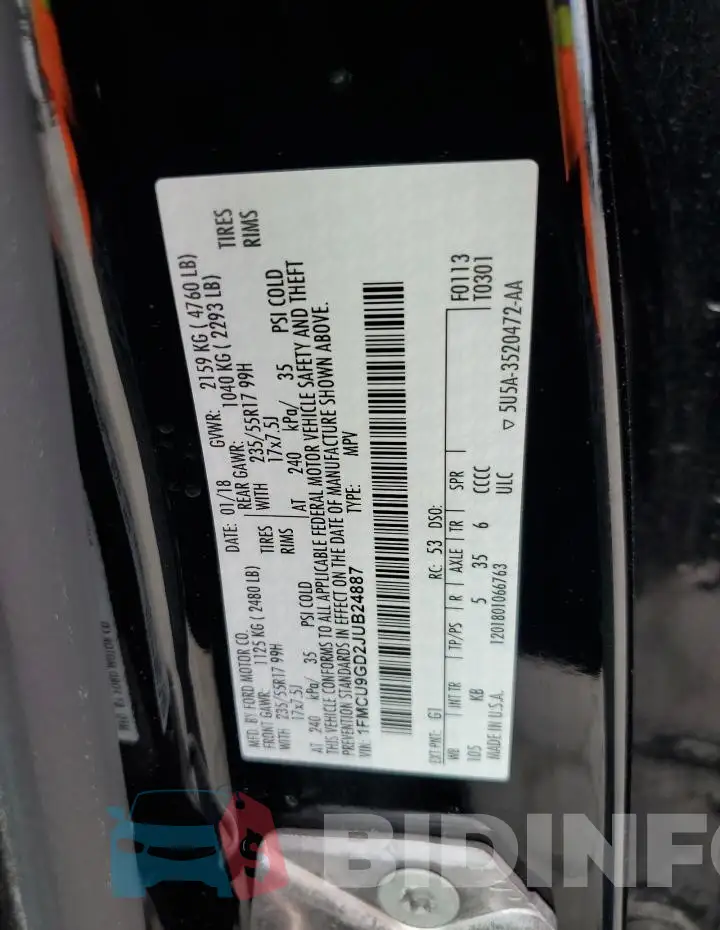 1FMCU9GD2JUB24887 Photo# 13