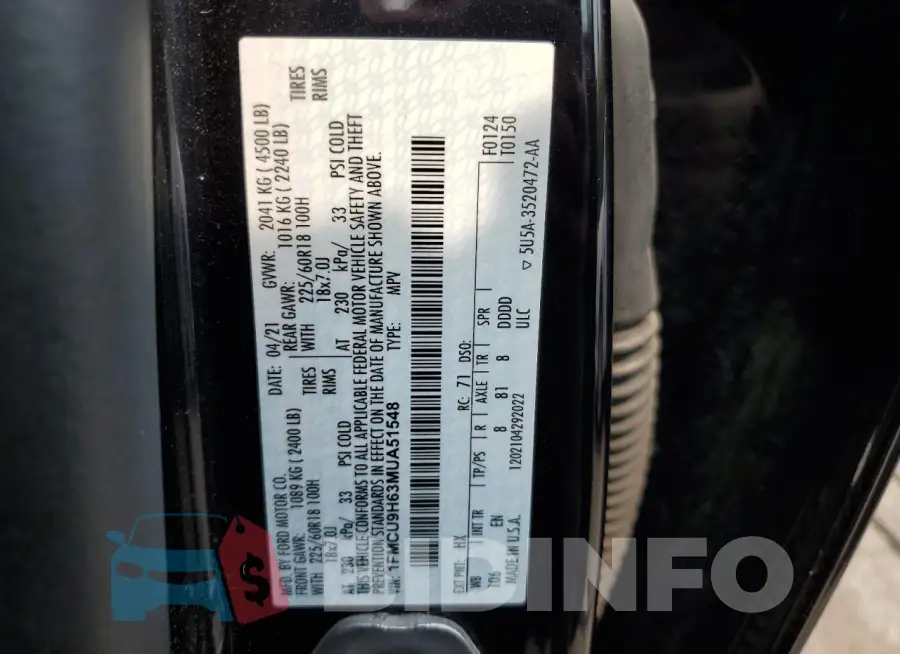 1FMCU9H63MUA51548 Photo# 13