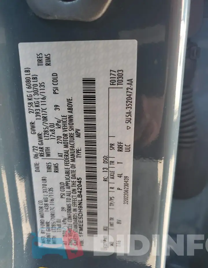 1FMEE5DH9NLB42045 Photo# 13