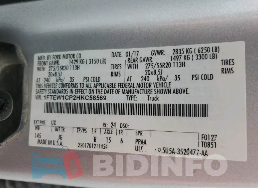 1FTEW1CP2HKC58569 Photo# 13