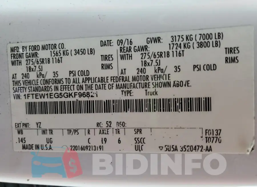 1FTEW1EG5GKF96821 Photo# 12