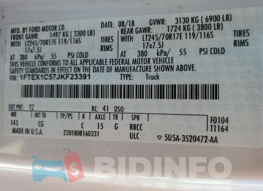 1FTEX1C57JKF23391 Photo# 12