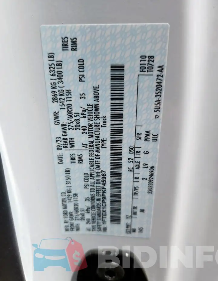 1FTEX1CP9PKF45967 Photo# 12