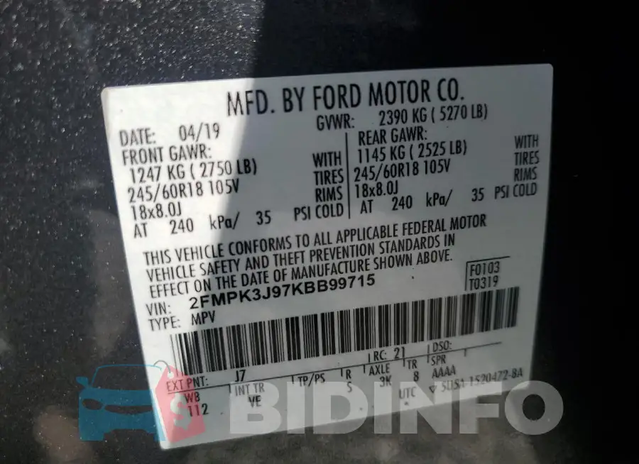 2FMPK3J97KBB99715 Photo# 13