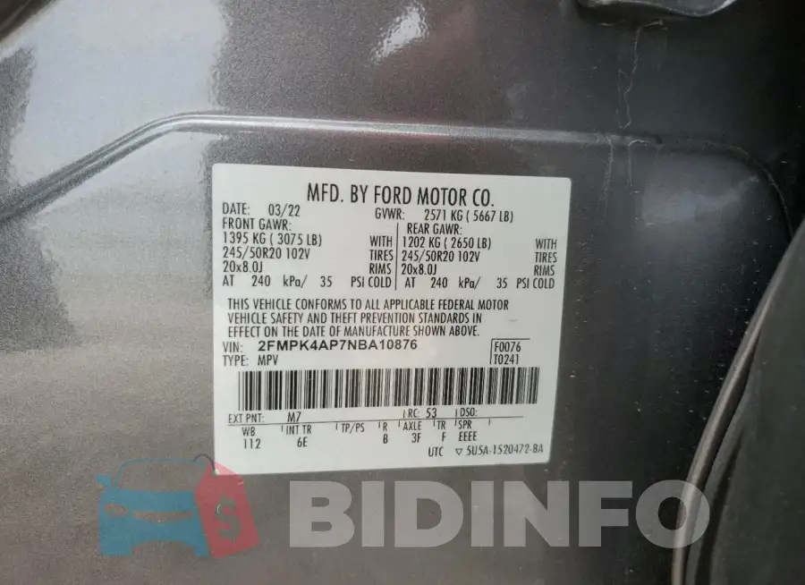 2FMPK4AP7NBA10876 Photo# 14