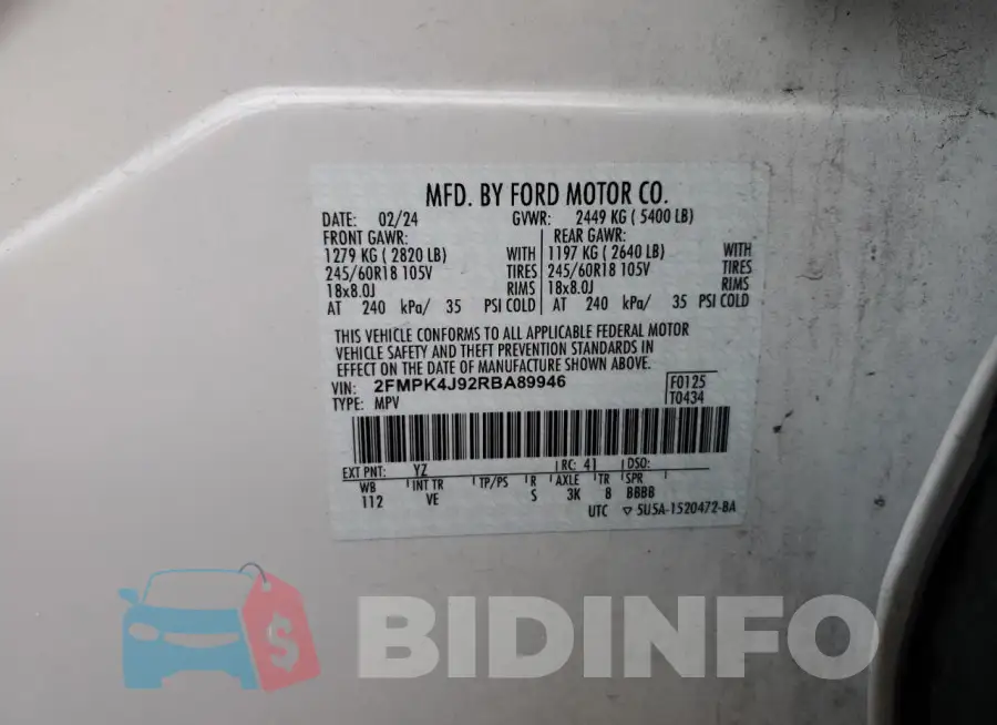 2FMPK4J92RBA89946 Photo# 12