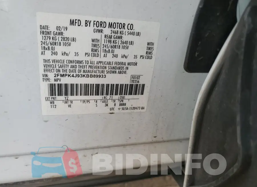 2FMPK4J93KBB89933 Photo# 13