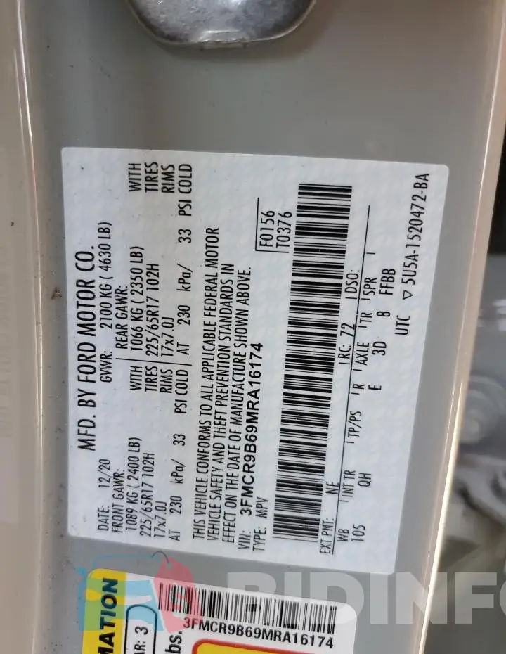 3FMCR9B69MRA16174 Photo# 13