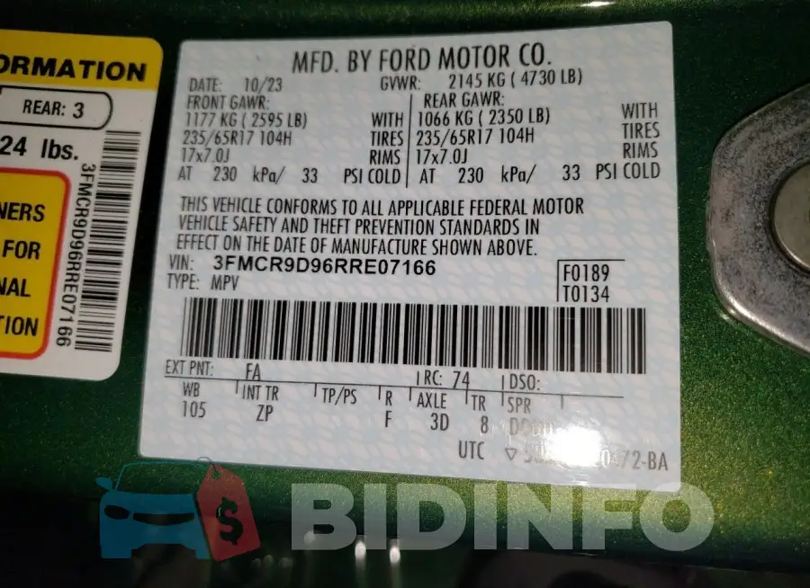 3FMCR9D96RRE07166 Photo# 13