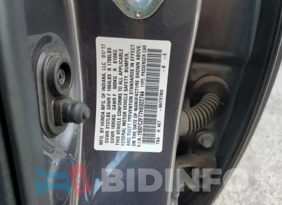 19XFC2F77HE022744 Photo# 12