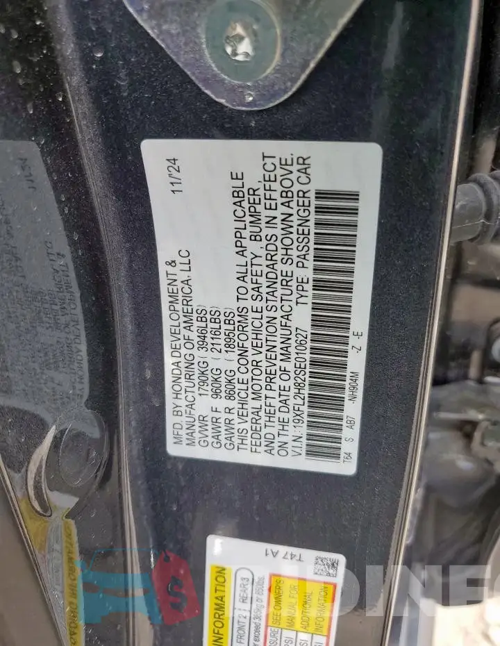 19XFL2H82SE010627 Photo# 12