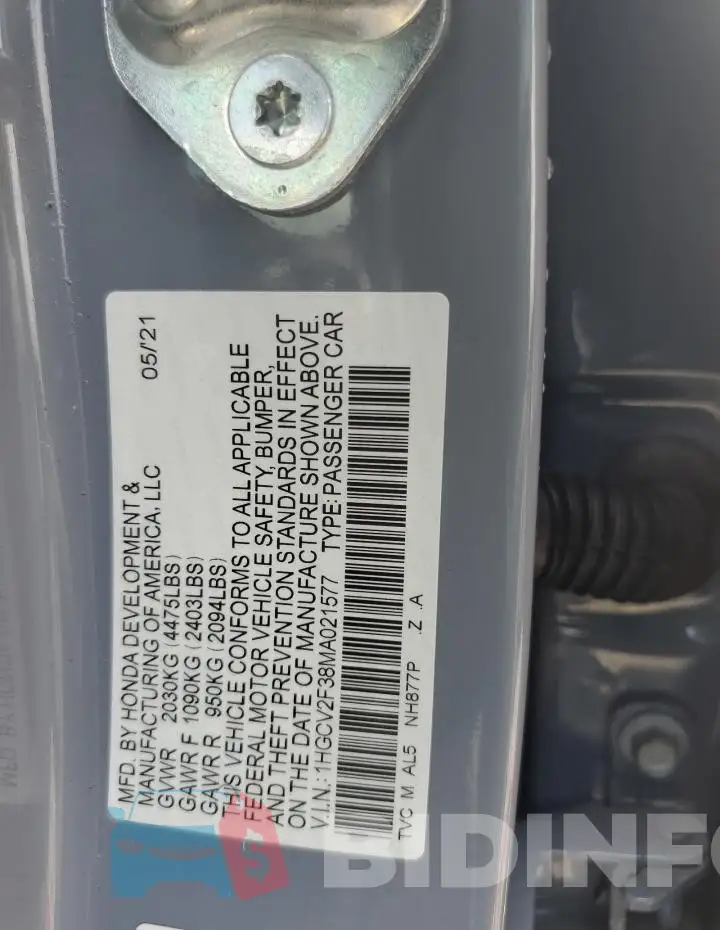 1HGCV2F38MA021577 Photo# 12