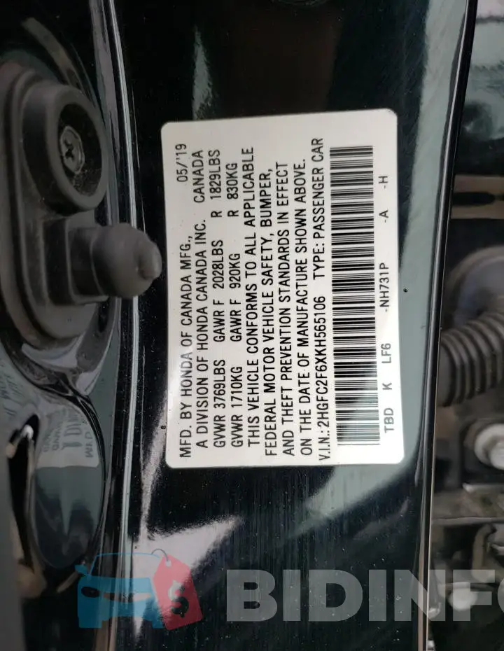 2HGFC2F6XKH565106 Photo# 13