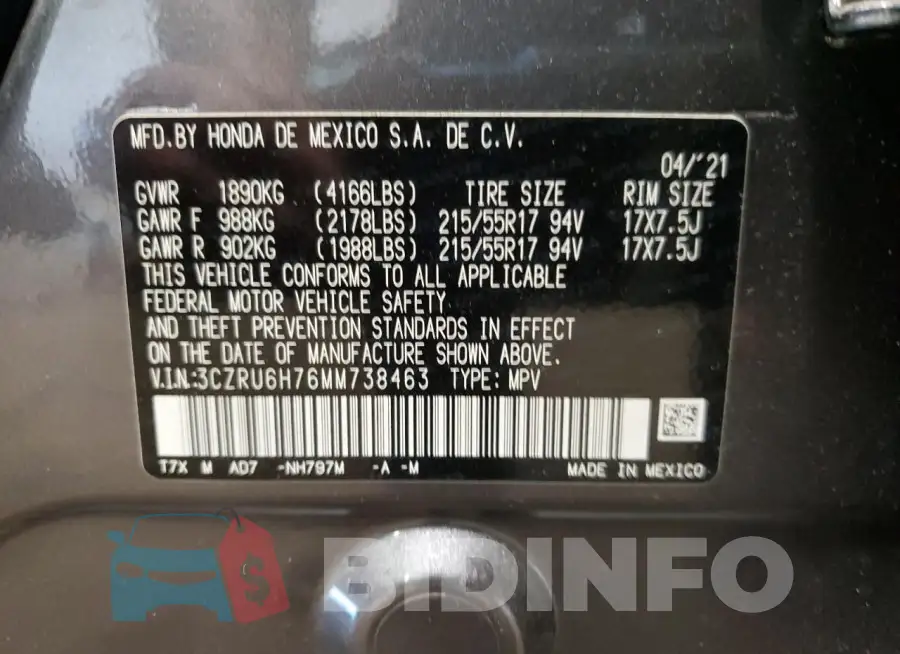 3CZRU6H76MM738463 Photo# 14