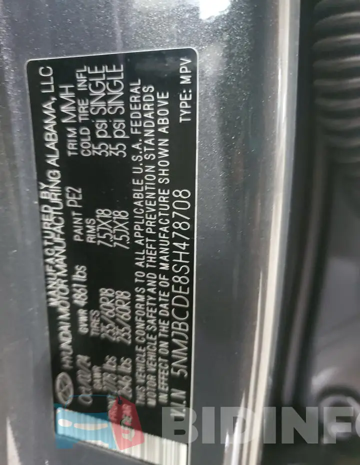 5NMJBCDE8SH478708 Photo# 13