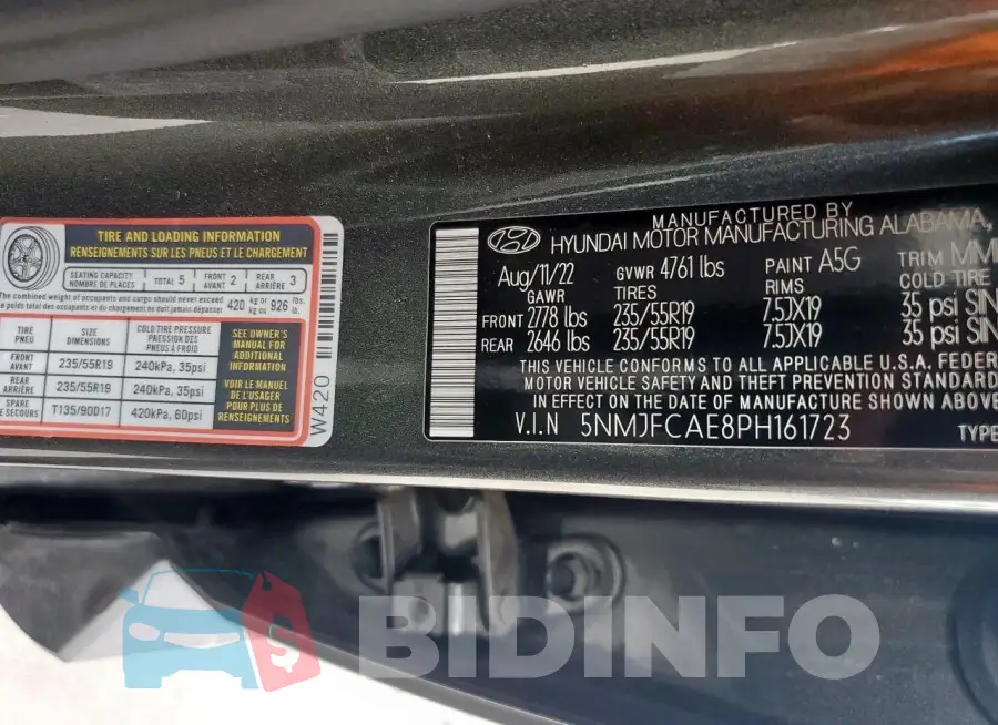 5NMJFCAE8PH161723 Photo# 13