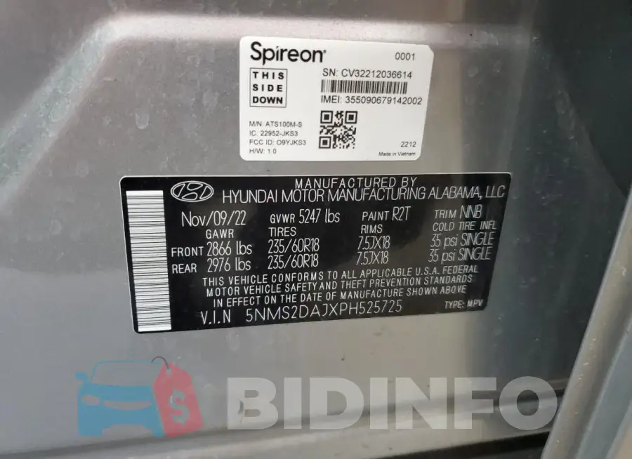 5NMS2DAJXPH525725 Photo# 12