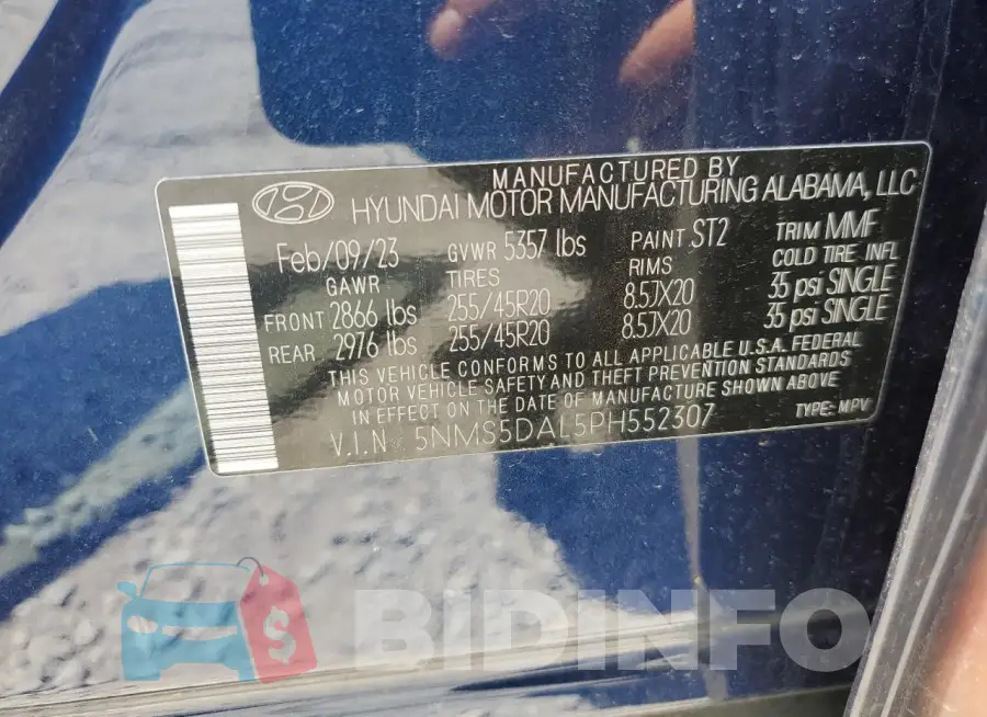 5NMS5DAL5PH552307 Photo# 13