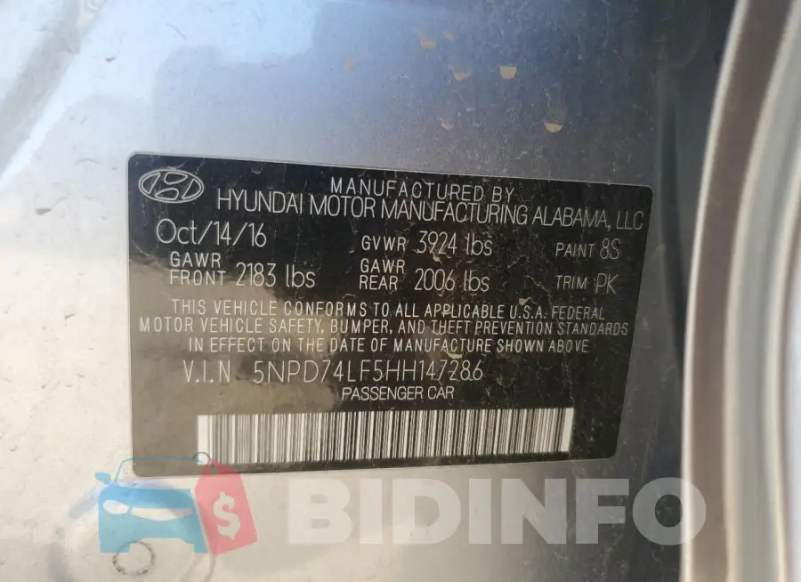 5NPD74LF5HH147286 Photo# 12