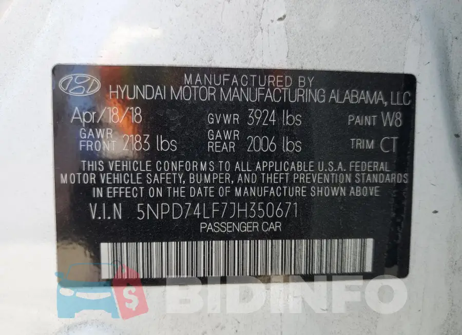 5NPD74LF7JH350671 Photo# 13