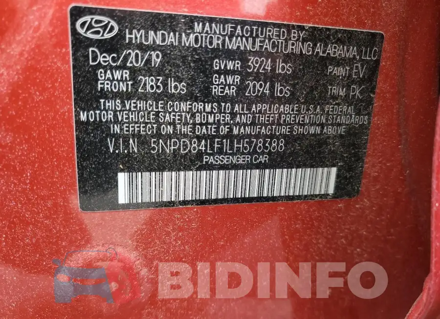 5NPD84LF1LH578388 Photo# 12