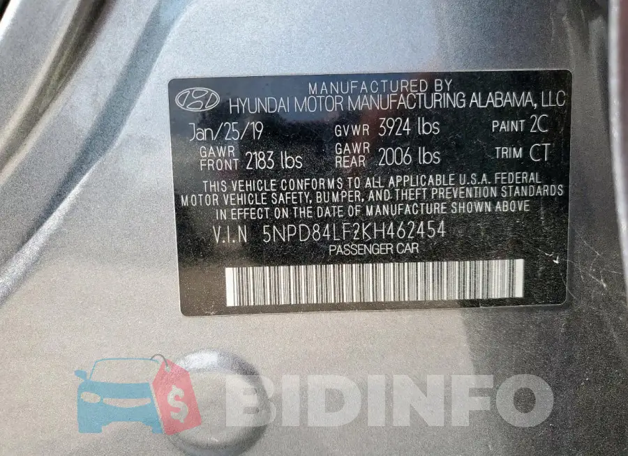 5NPD84LF2KH462454 Photo# 12
