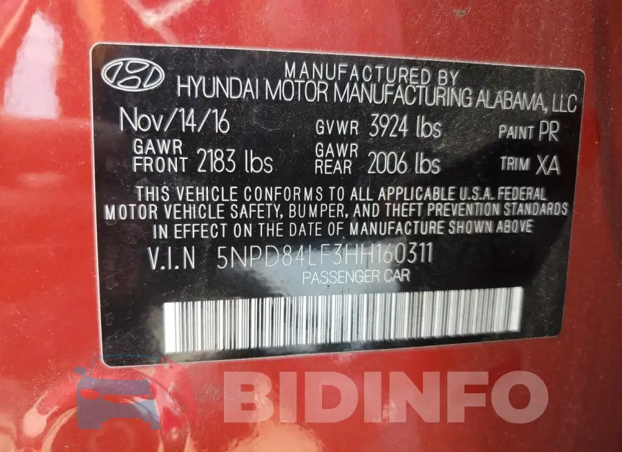 5NPD84LF3HH160311 Photo# 12