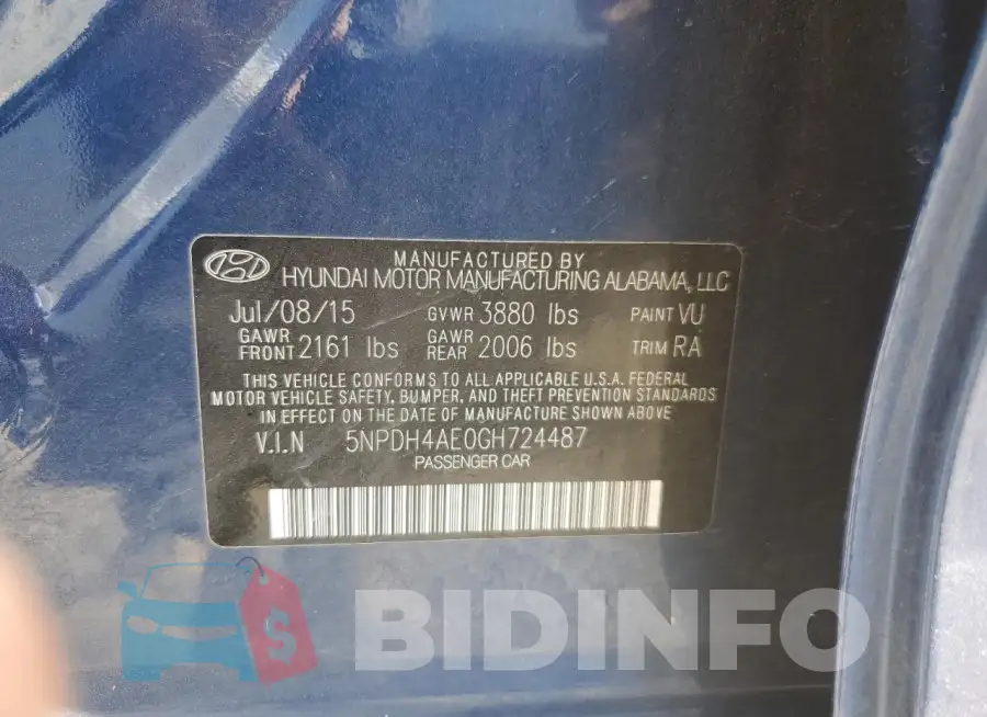 5NPDH4AE0GH724487 Photo# 12