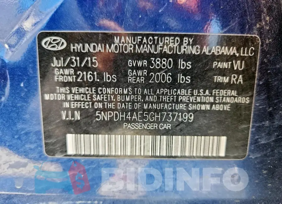 5NPDH4AE5GH737199 Photo# 13