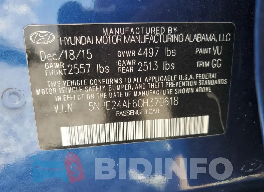5NPE24AF6GH370618 Photo# 13