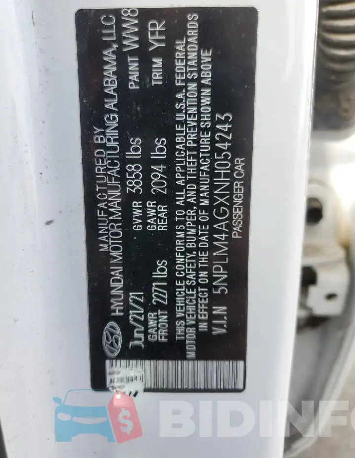 5NPLM4AGXNH054243 Photo# 12