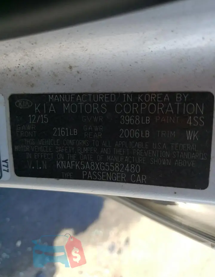 KNAFK5A8XG5582480 Photo# 13