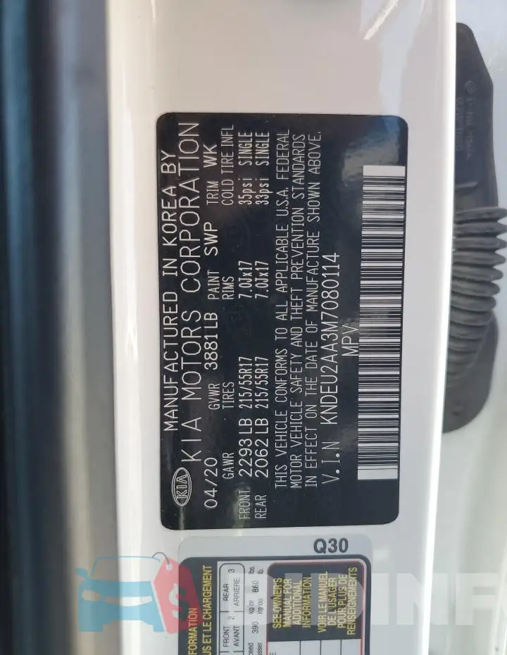 KNDEU2AA3M7080114 Photo# 13