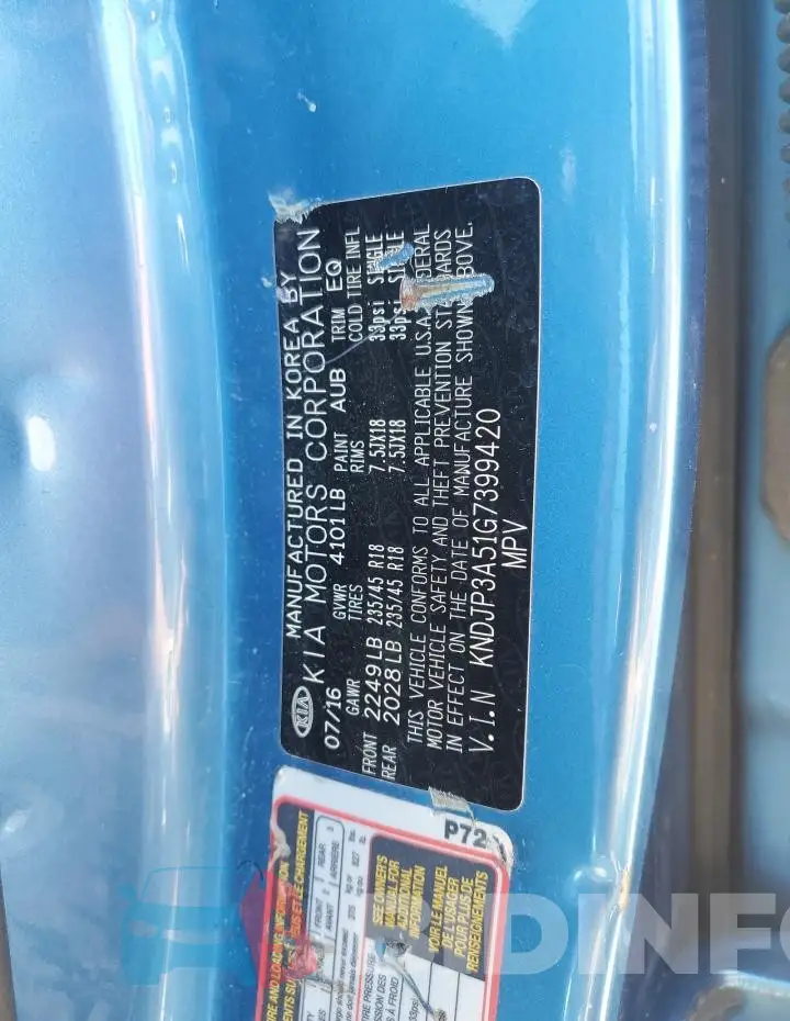 KNDJP3A51G7399420 Photo# 13