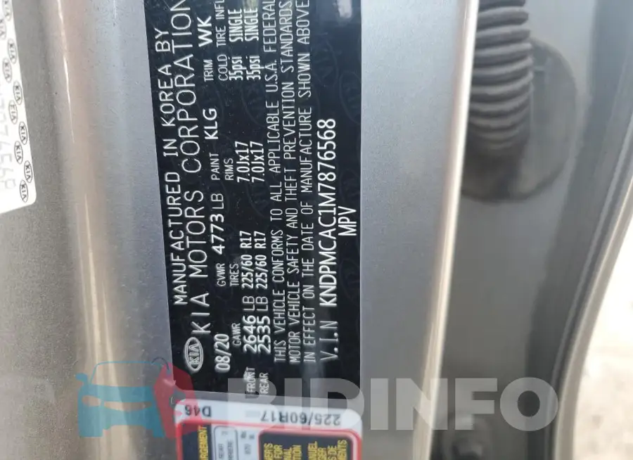 KNDPMCAC1M7876568 Photo# 12