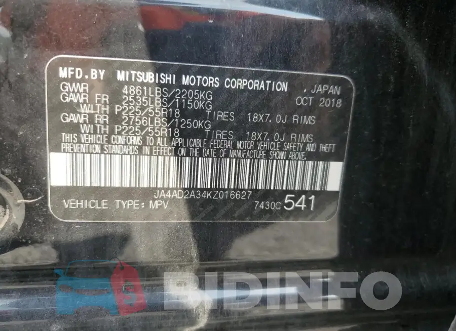 JA4AD2A34KZ016627 Photo# 13