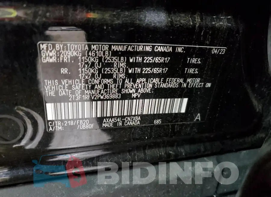 2T3F1RFV2PW369883 Photo# 14