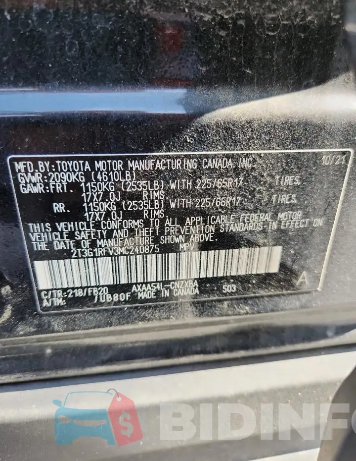 2T3G1RFV3MC240875 Photo# 13
